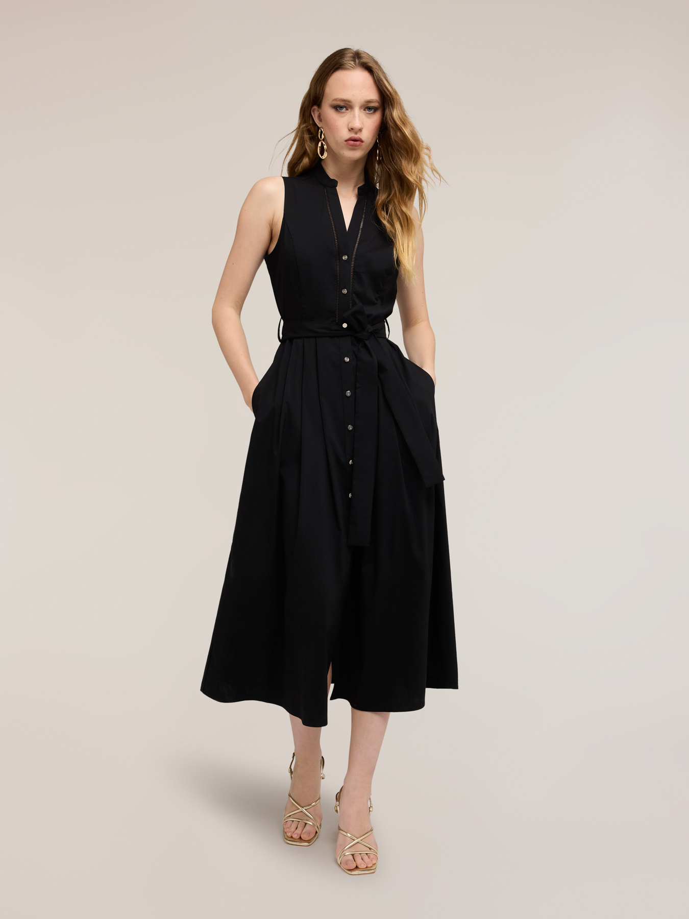 Vestito chemisier lungo in popeline image number 3