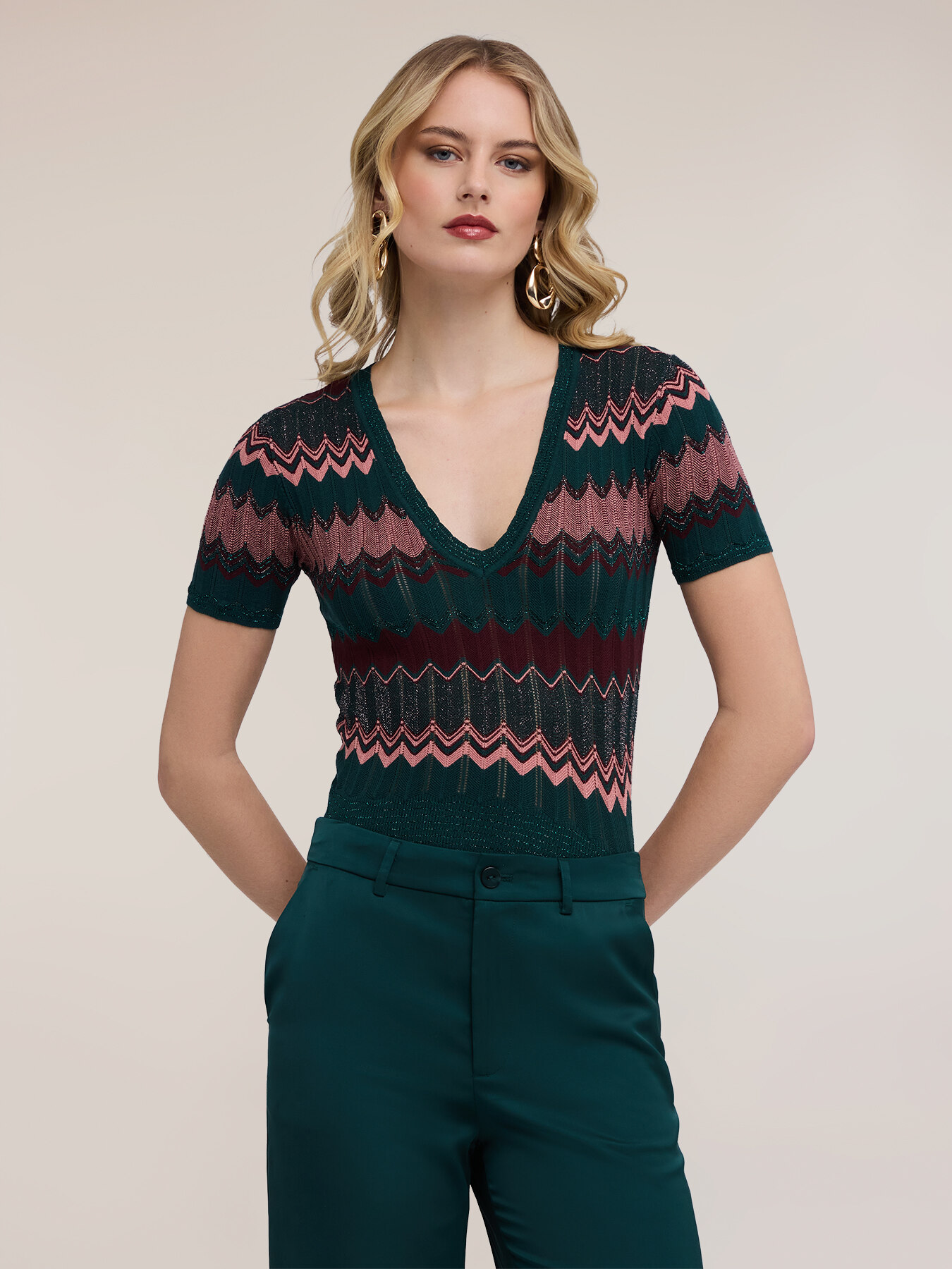 Maglia misto lurex fantasia chevron image number 0