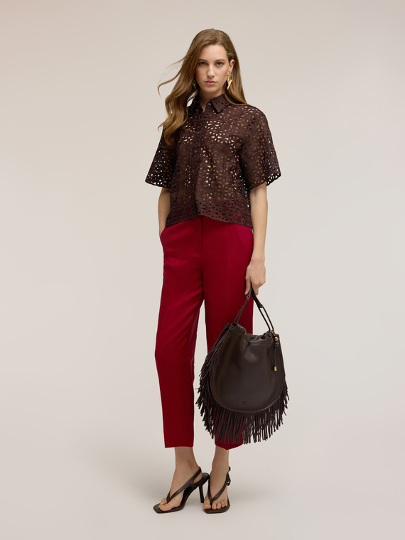 Camicia boxy in pizzo macram&eacute;