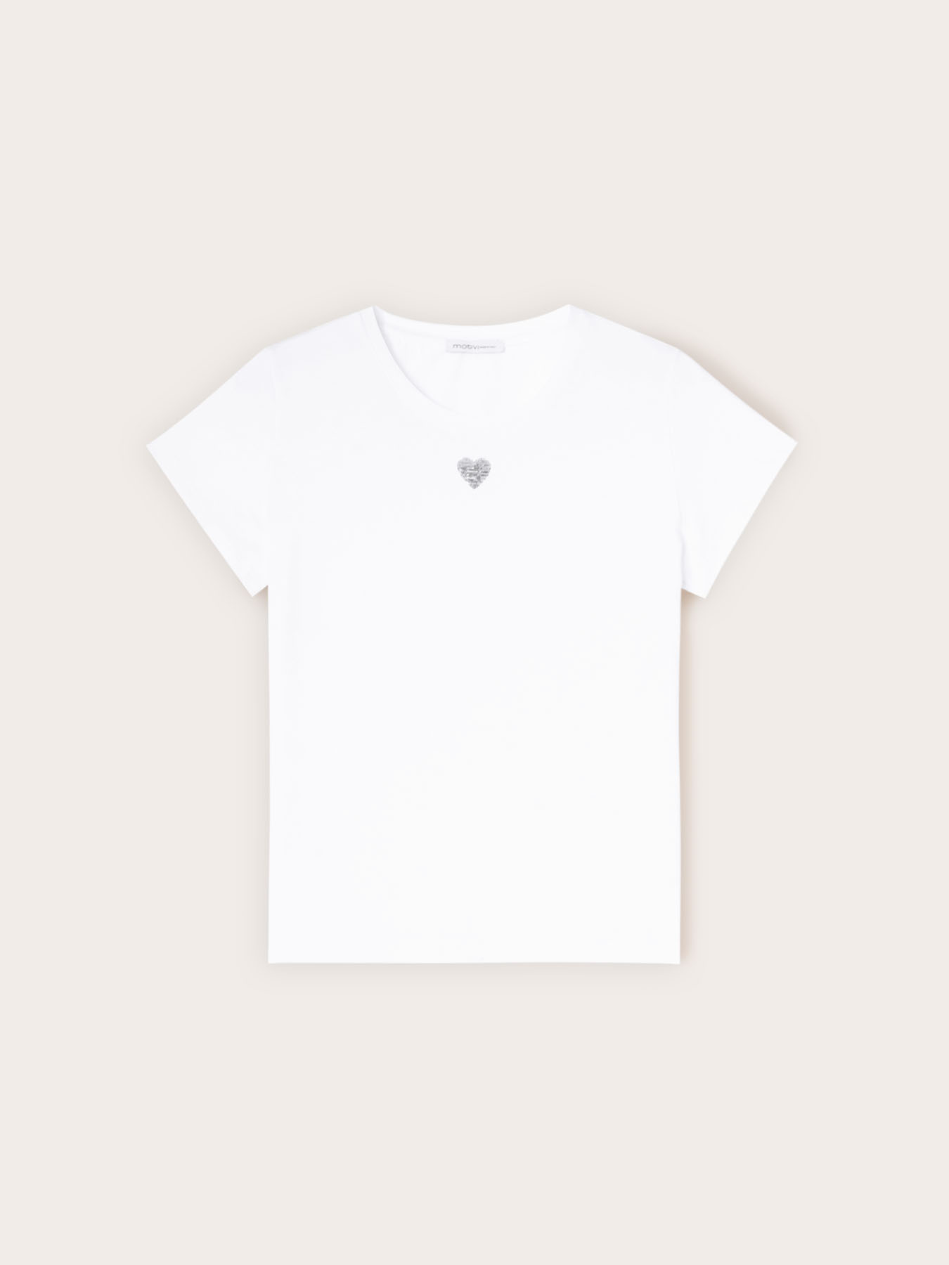 T-shirt in jersey con cuore in paillettes image number 4