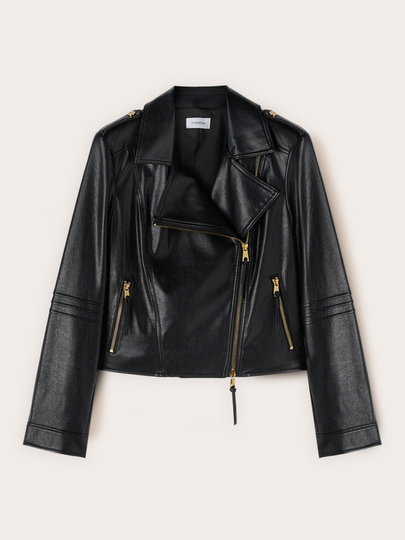 Chiodo con zip dorate