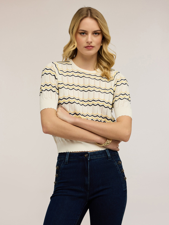 Maglia a righe chevron in misto viscosa