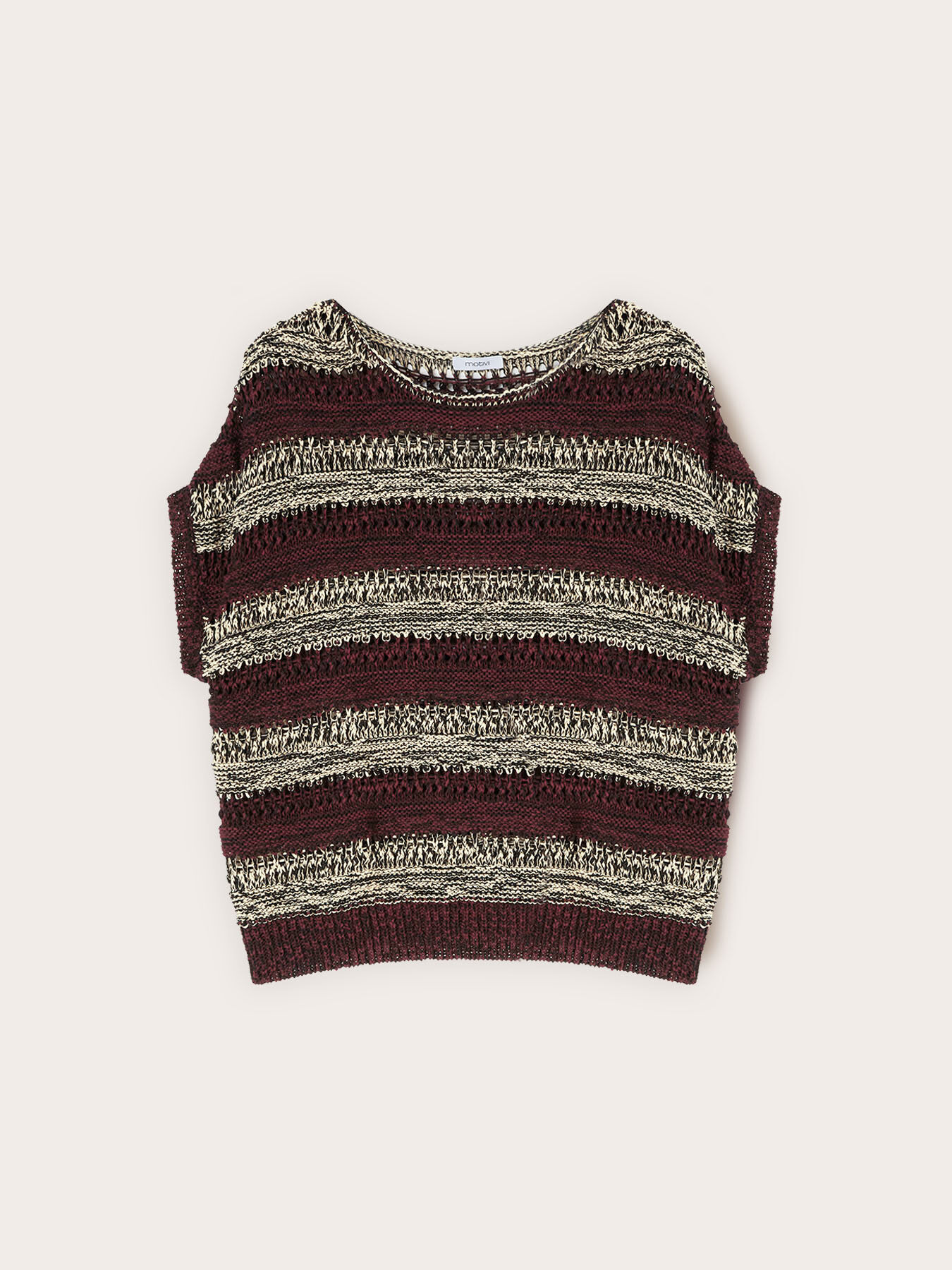 Maglia effetto traforato a righe image number 4