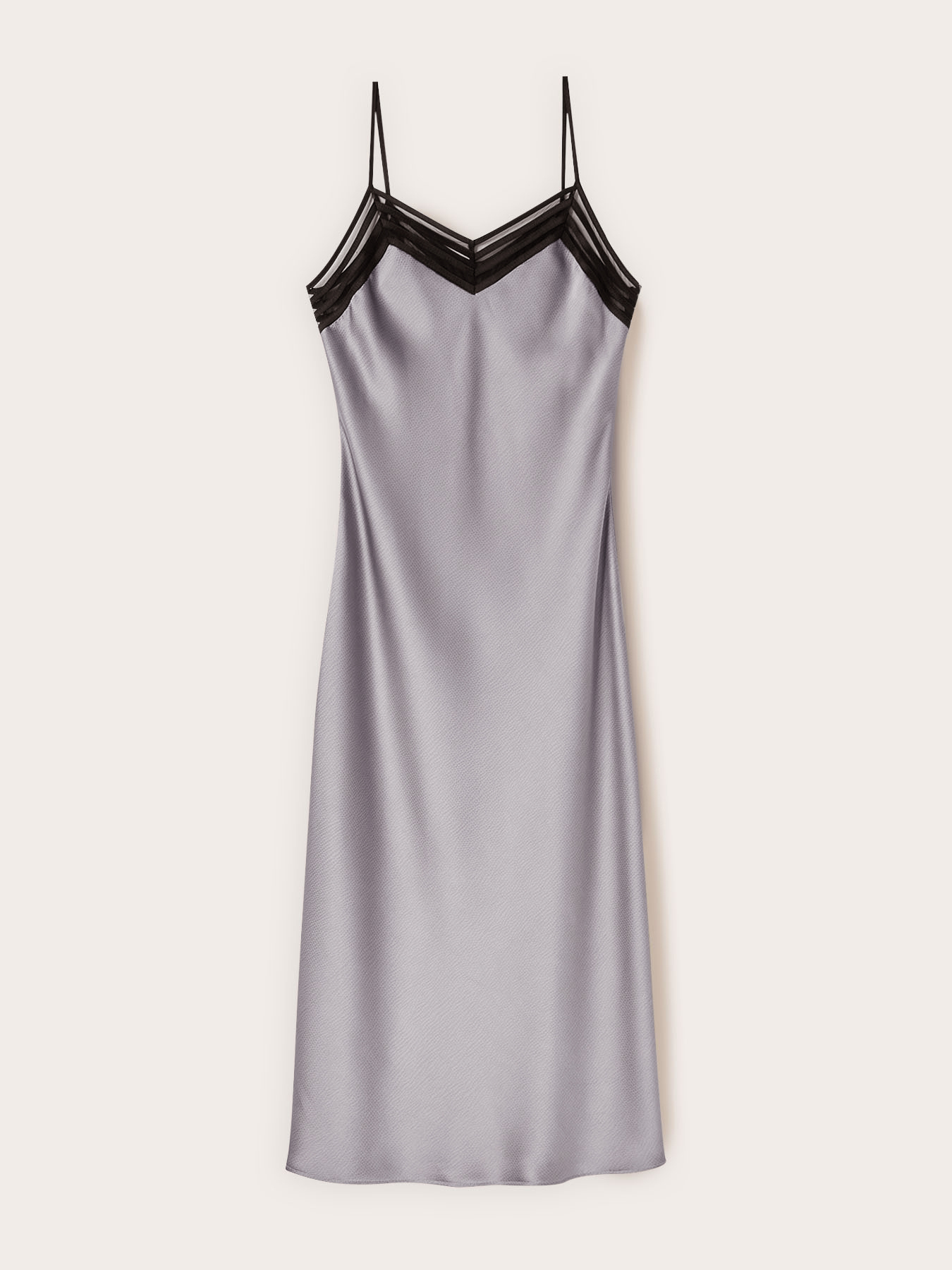 Vestito lungo in raso con bordo in tulle image number 4