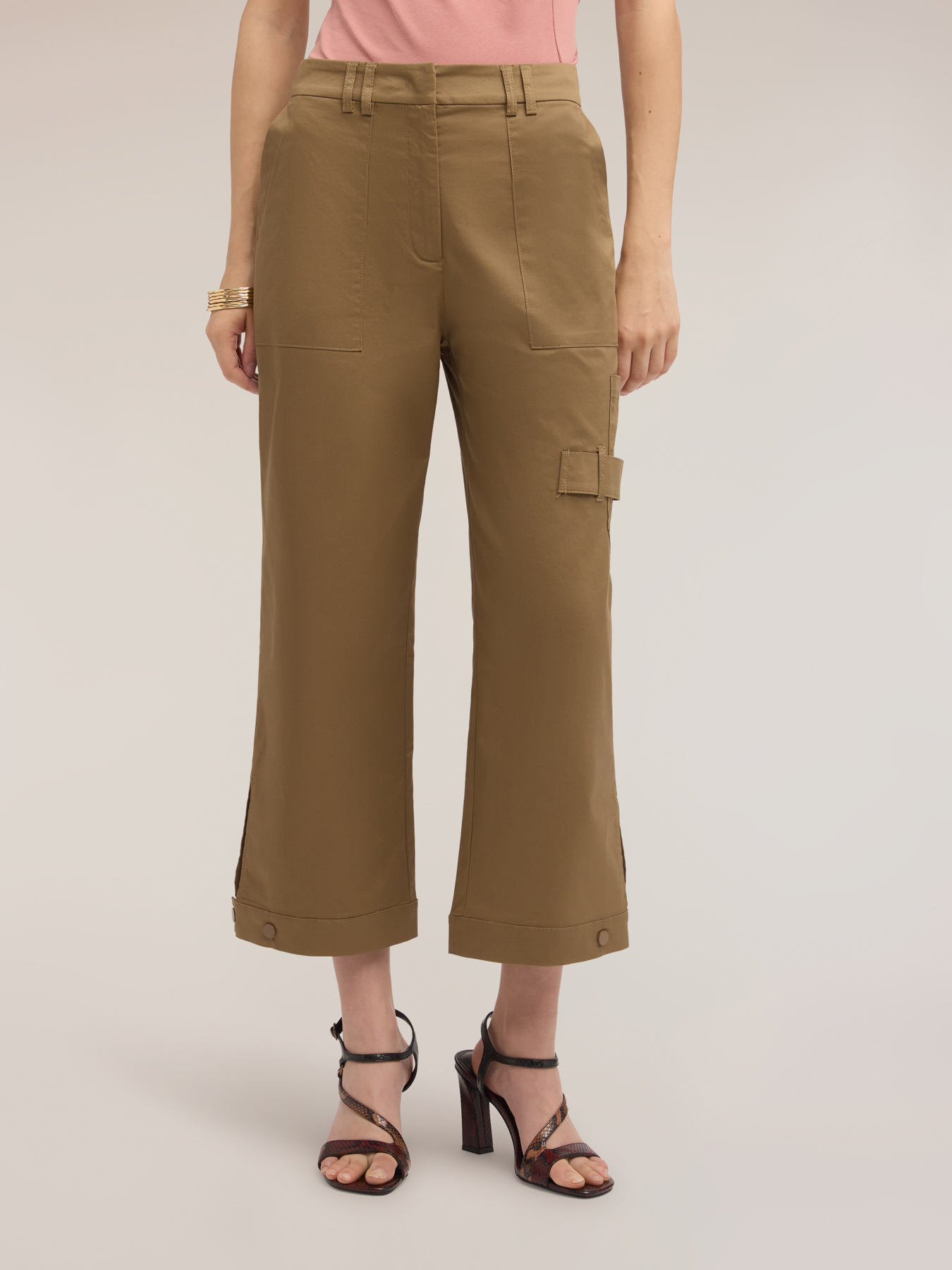 Pantaloni cargo in gabardine di cotone image number 2