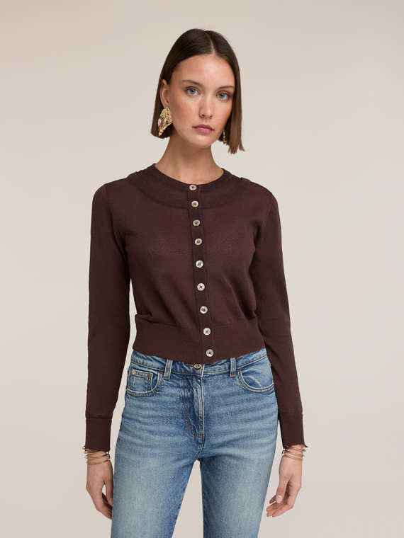 Cardigan in misto lino