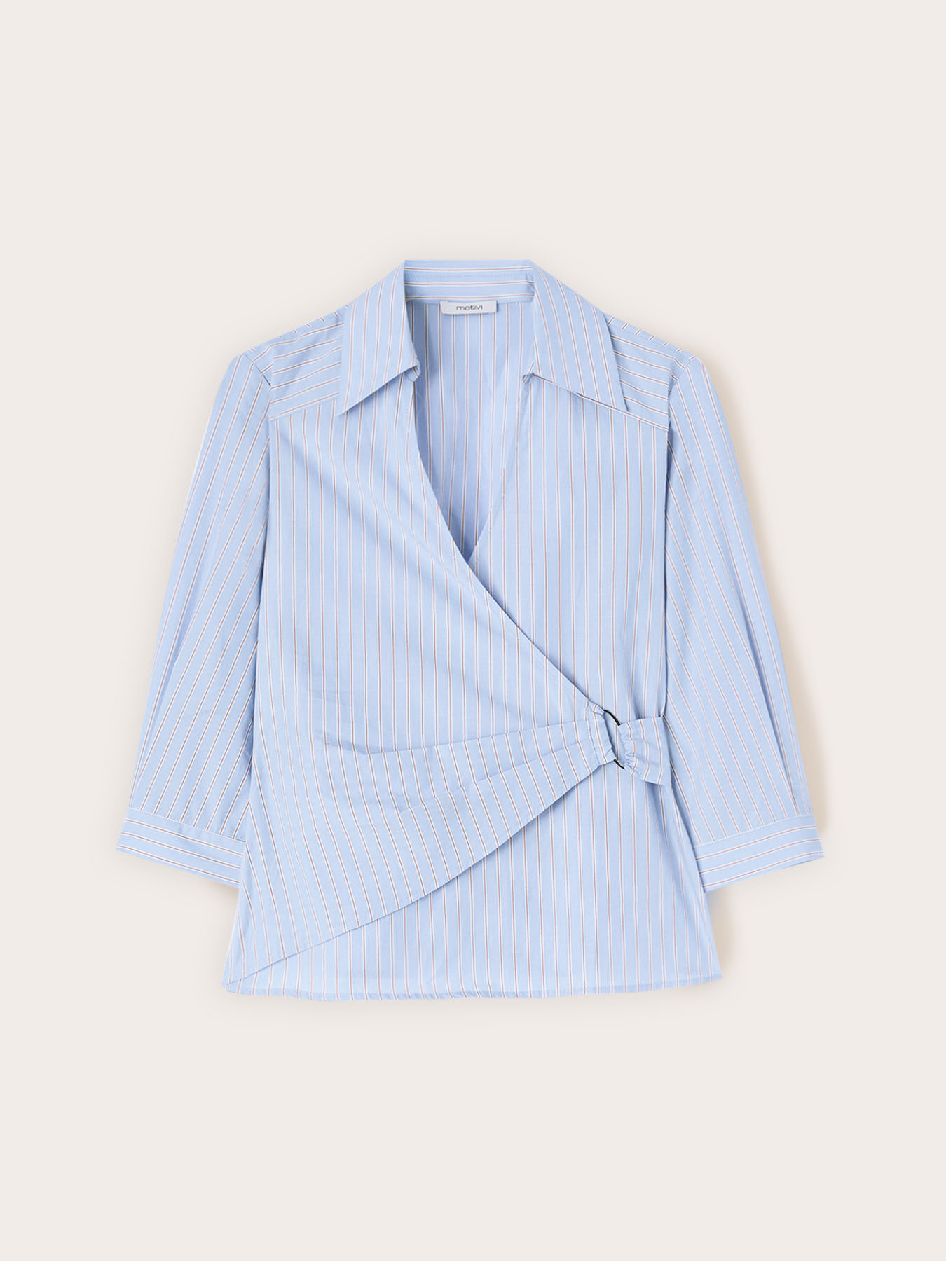 Camicia wrap in popeline a righe image number 4