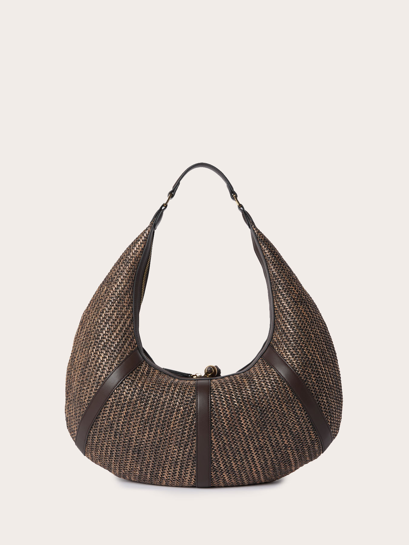 Borsa a tracolla hobo intrecciata con nappine image number 2