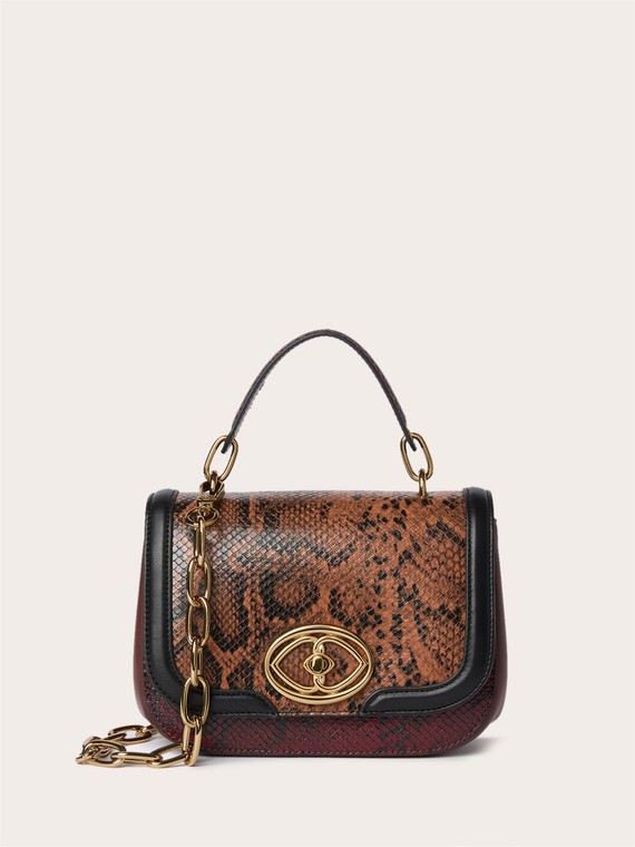 Borsa a tracolla con texture effetto rettile