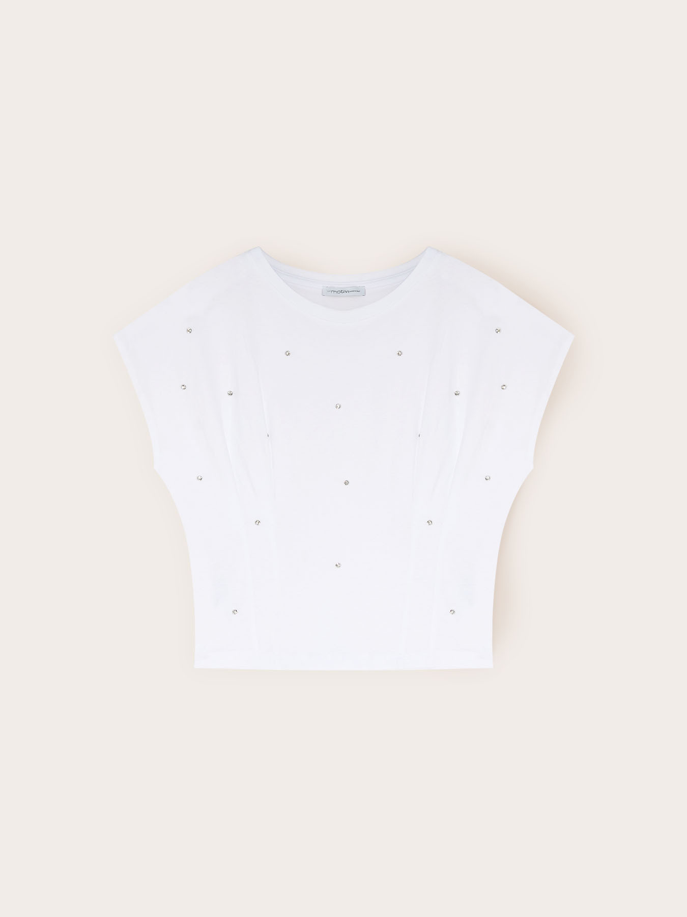 T-shirt in jersey con pietre ricamate image number 4