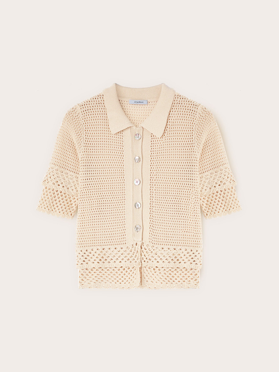 Cardigan traforato in maglia fine