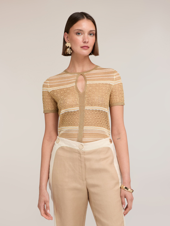 Maglia a righe misto lurex