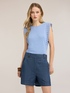 T-shirt in misto lino con inserti in pizzo image number 1