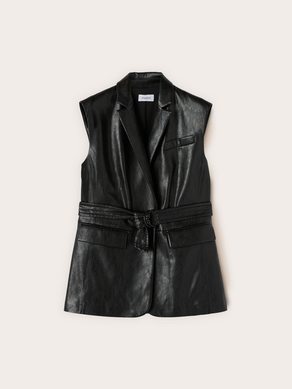 Gilet con cintura e tasche