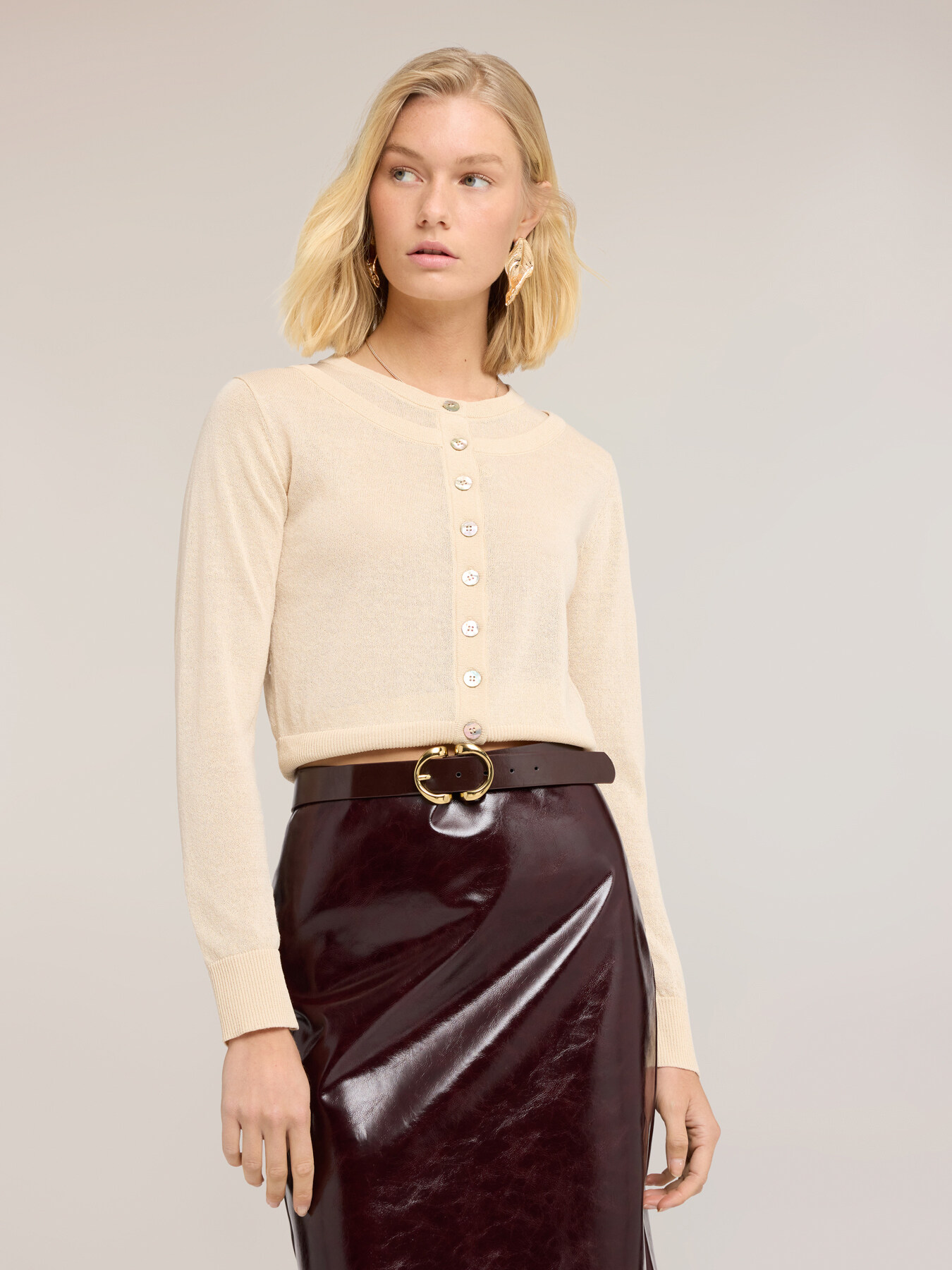 Cardigan in misto lino image number 2