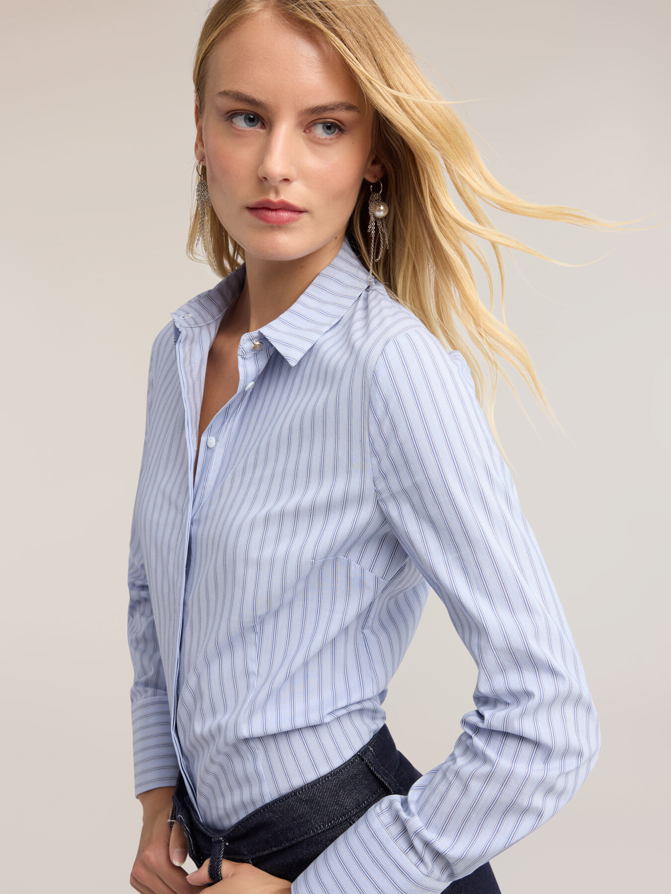 Camicia in popeline a righe image number 3