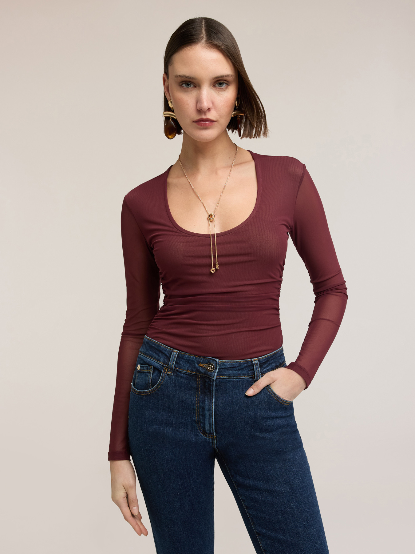 T-shirt maniche lunghe in tulle image number 0