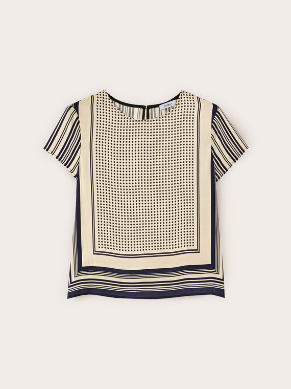 Blusa in raso con fantasia a foulard