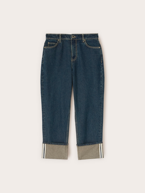 Jeans cropped con risvolto