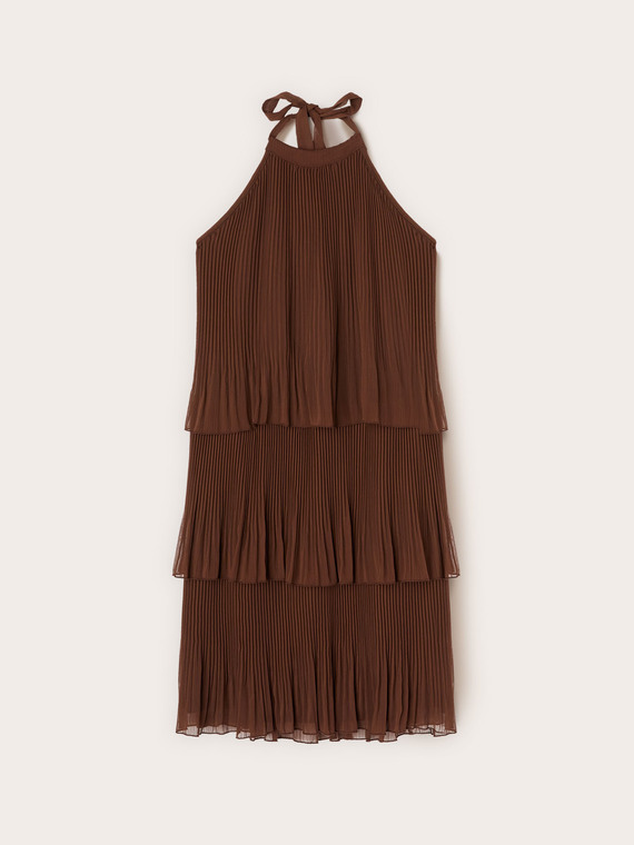 Vestito corto pliss&eacute; a balze