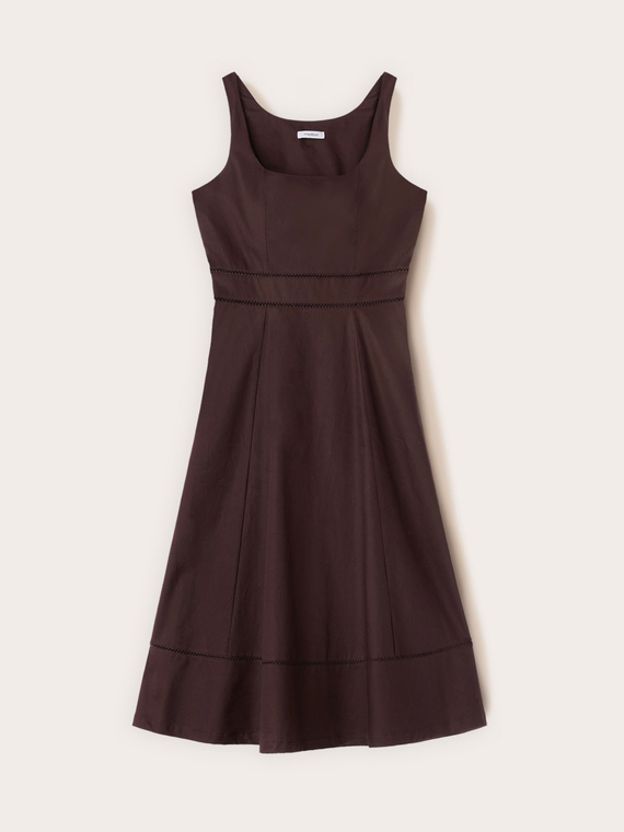Vestito flare in popeline con ajour&eacute;