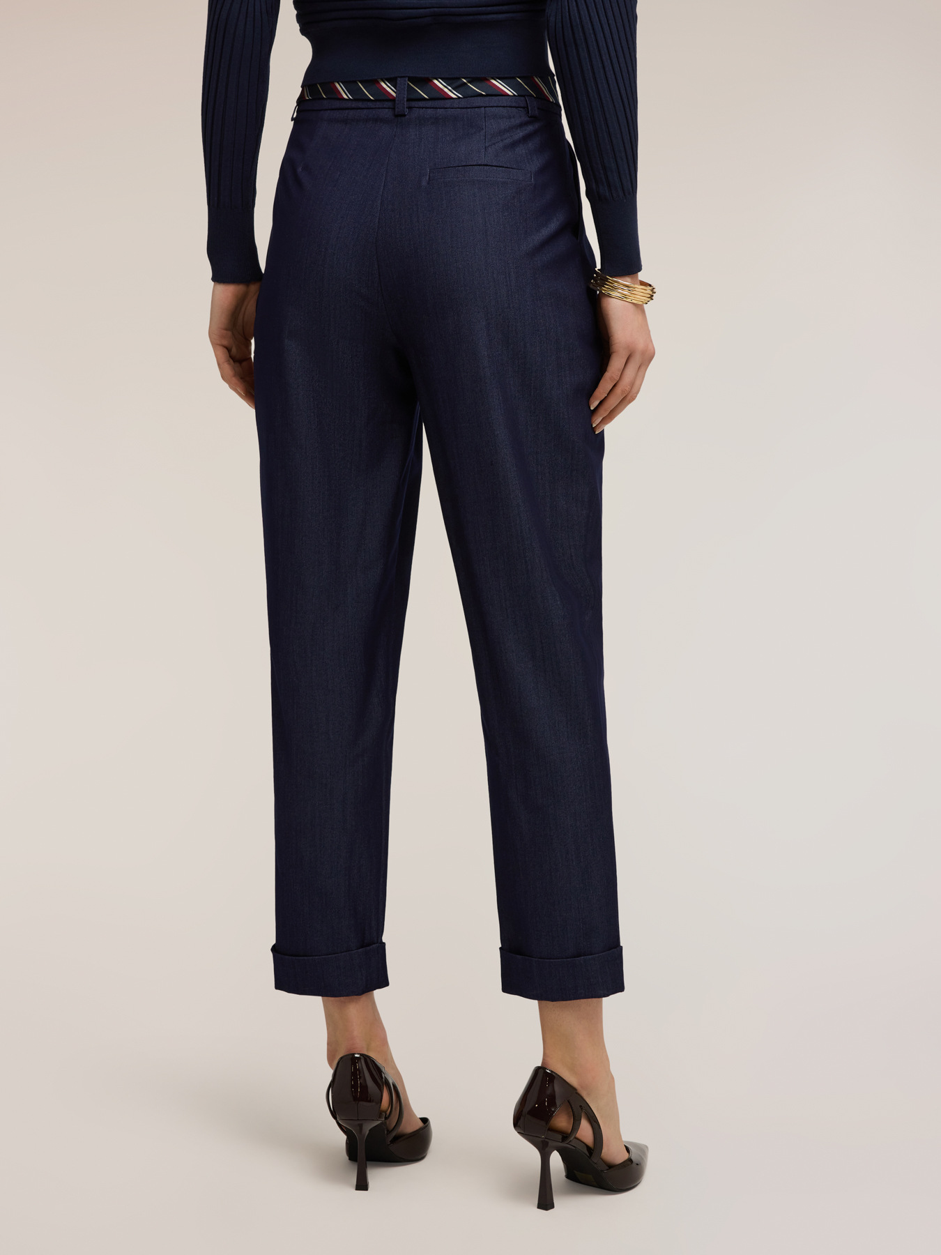 Pantaloni carota in chambray image number 1