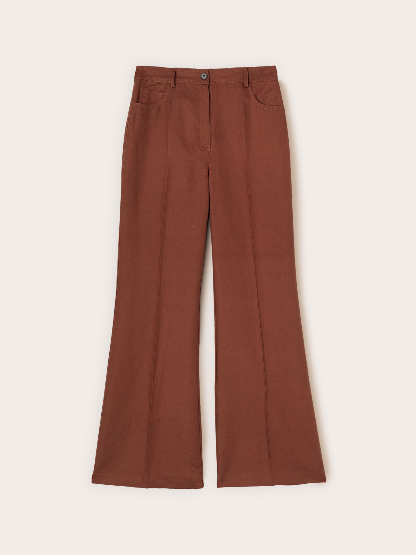 Pantaloni flare in misto lino image number 3
