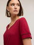 T-shirt in misto lino con profili color oro image number 3