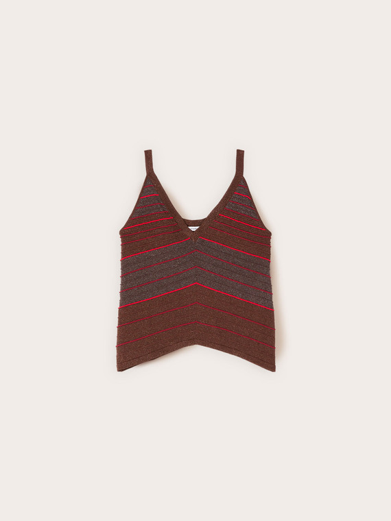 Top in maglia a righe in misto lurex