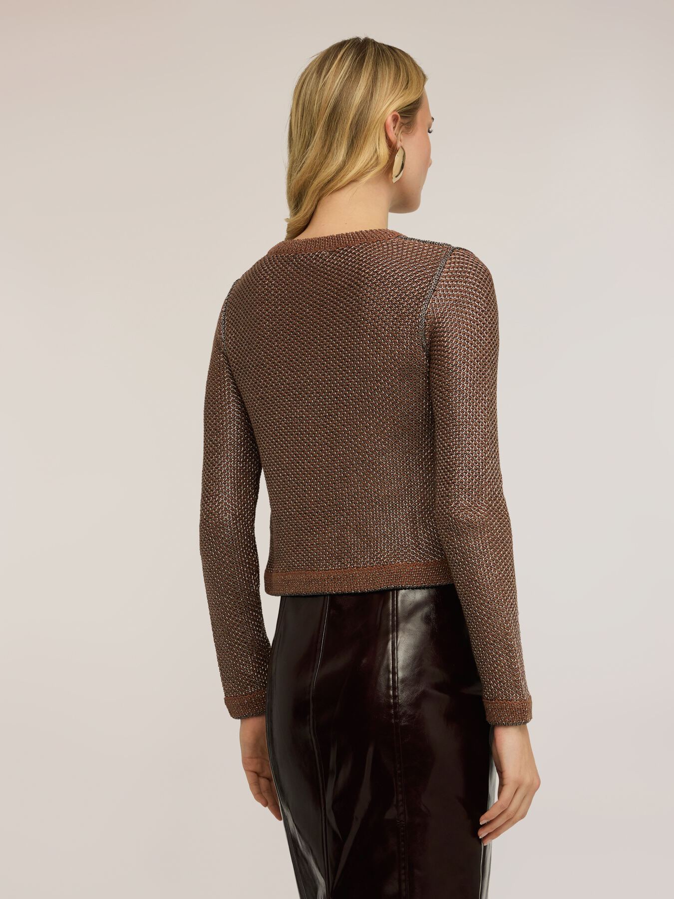 Cardigan in maglia lavorata misto lurex image number 1