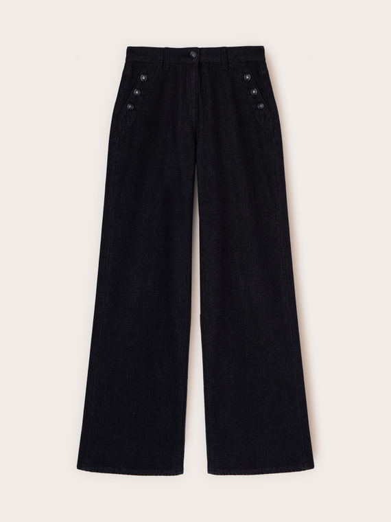 Jeans palazzo con bottoni decorativi
