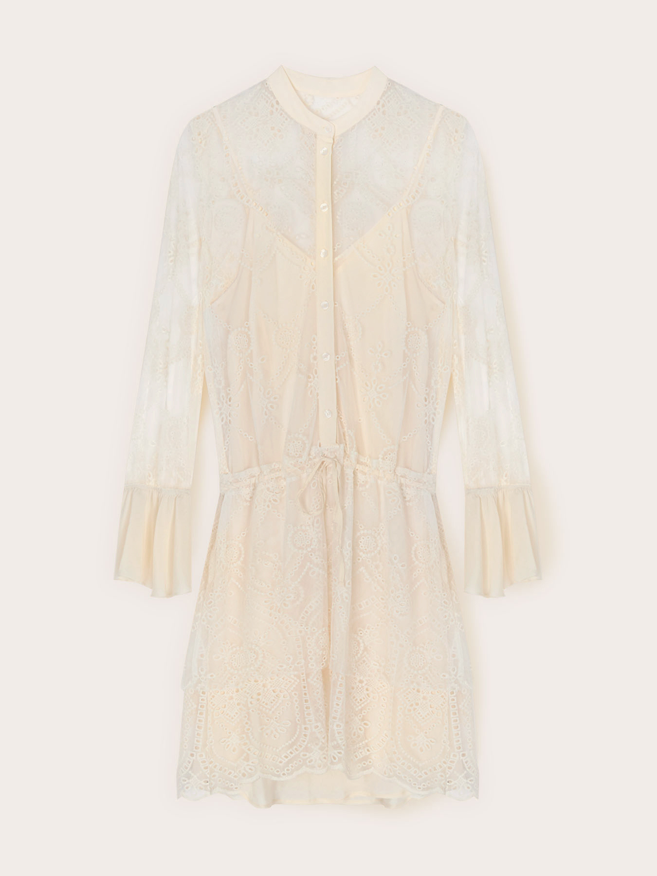 Vestito chemisier in tulle ricamato image number 4