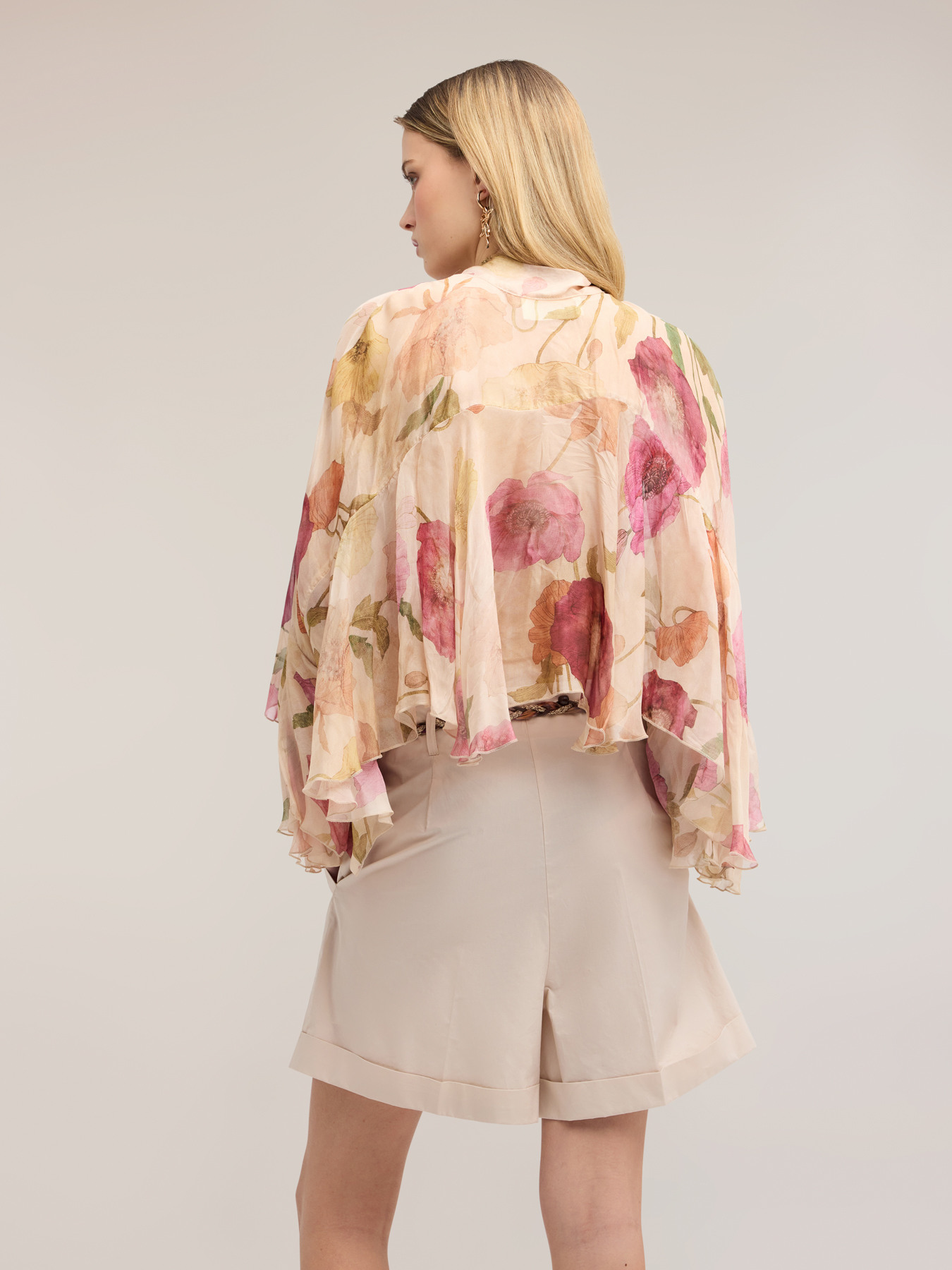 Blusa in chiffon misto seta con stampa image number 1