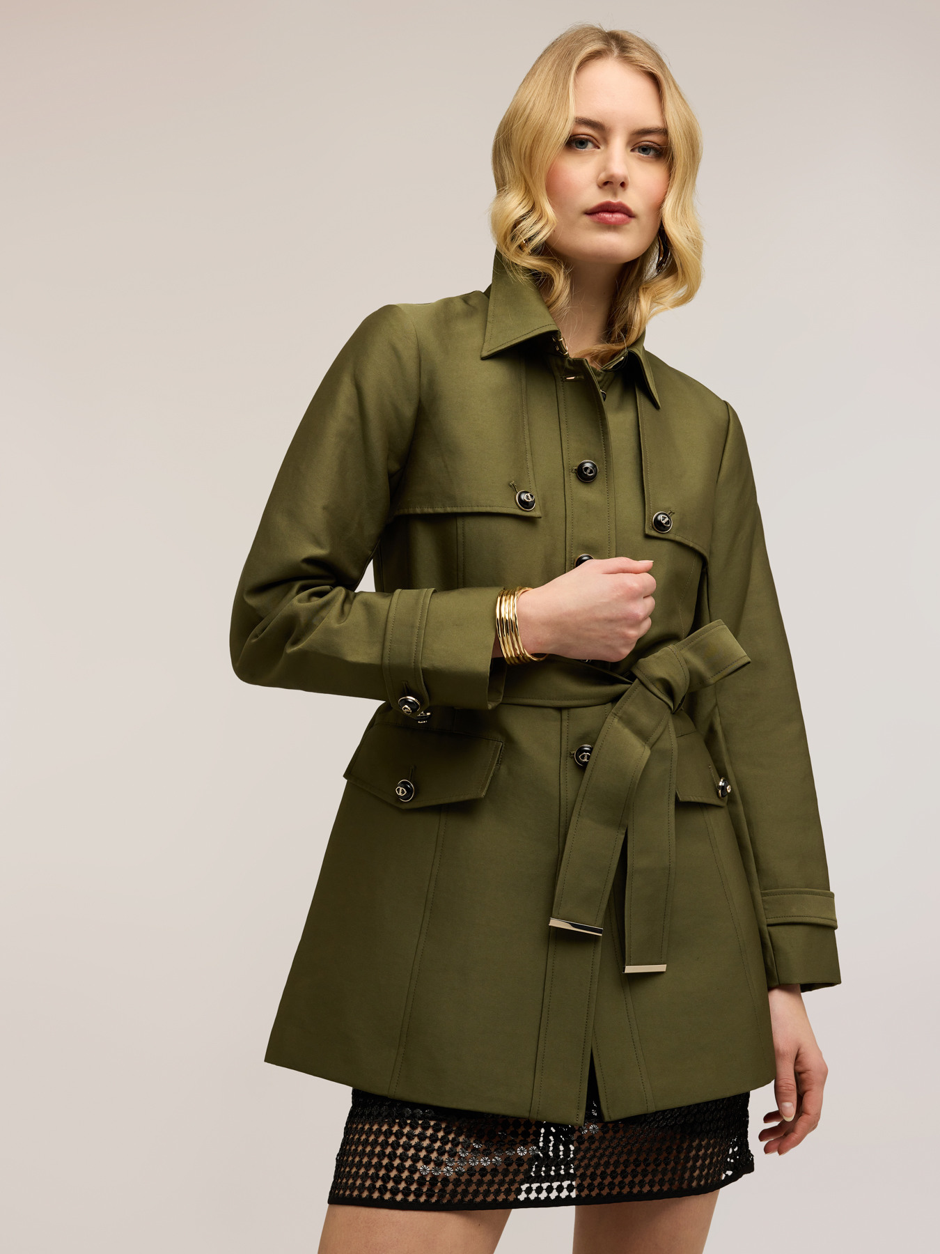 Trench in misto cotone con cintura image number 0