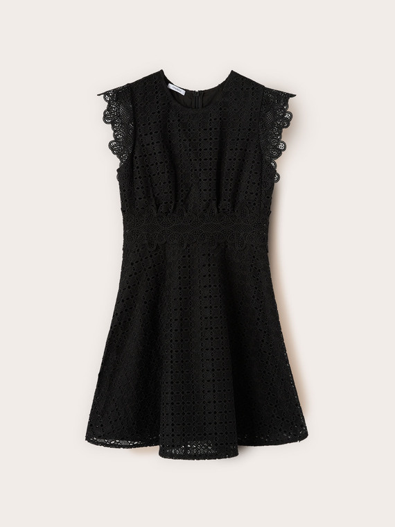 Vestito flare in sangallo con pizzo
