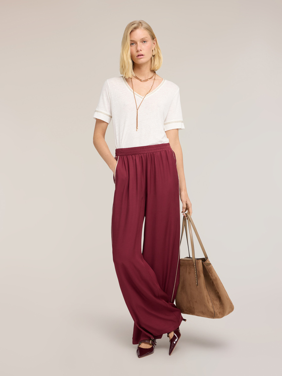 Pantaloni palazzo in twill di viscosa