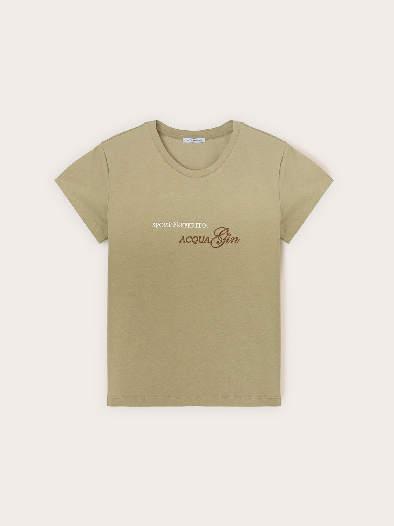 T-shirt in jersey con scritta ricamata image number 4