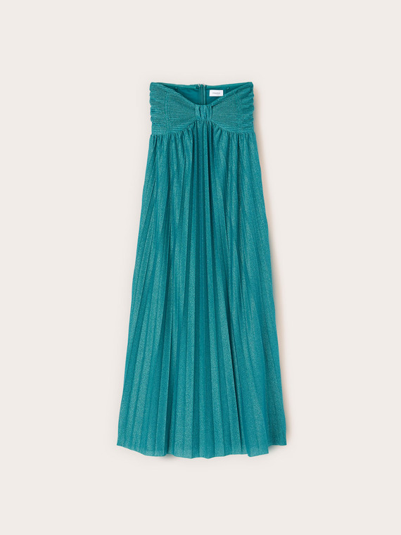 Vestito lungo pliss&eacute; in jersey lurex