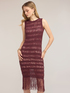 Vestito tubino in maglia macram&eacute; con frange image number 2