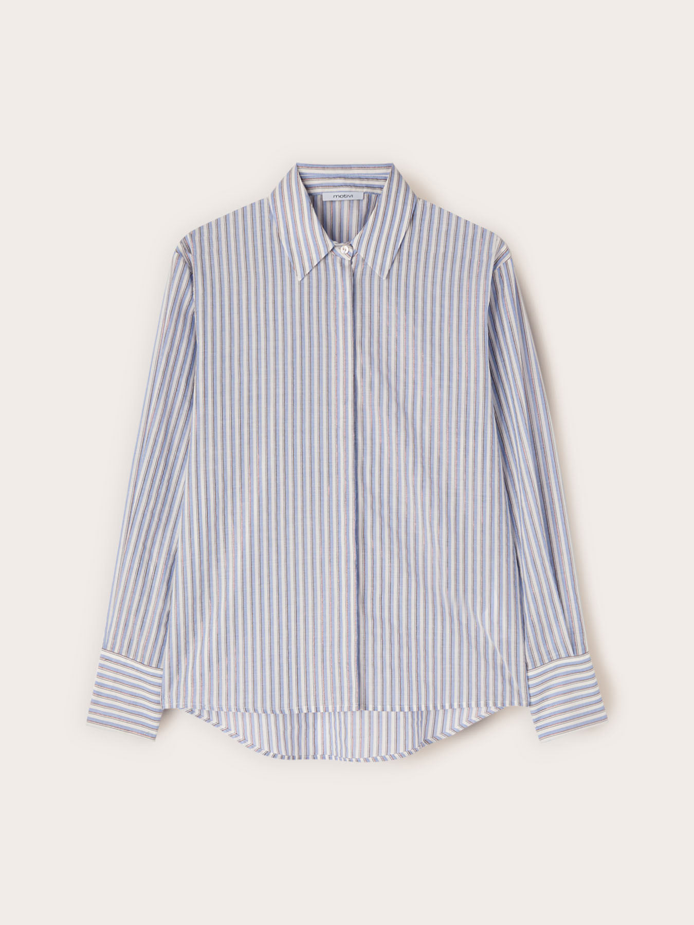 Camicia in popeline a righe lurex image number 4