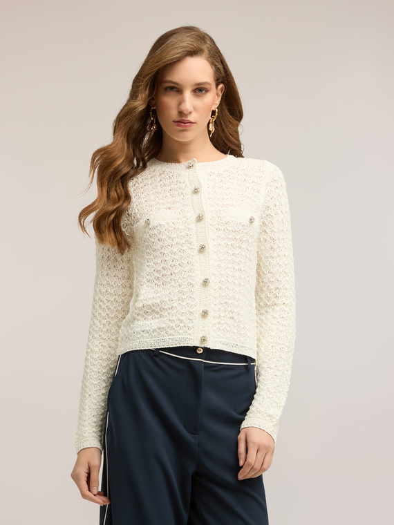Cardigan in maglia traforata