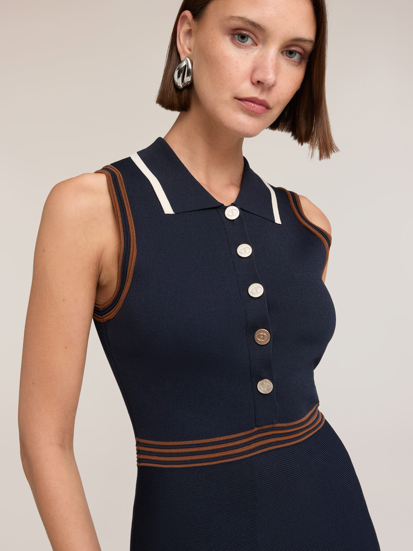 Vestito linea ad A con colletto polo image number 2