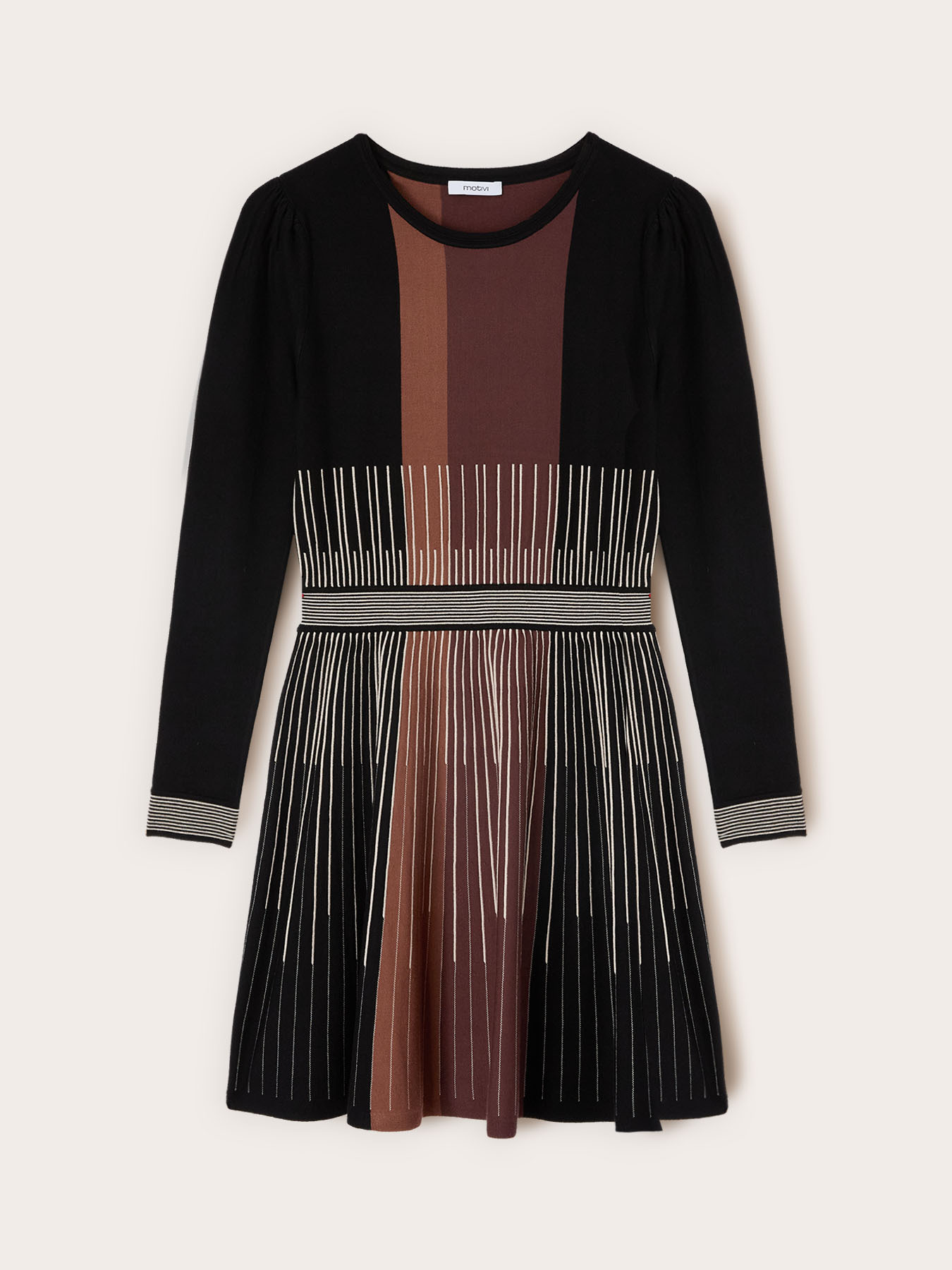 Vestito flare in maglia a righe image number 4