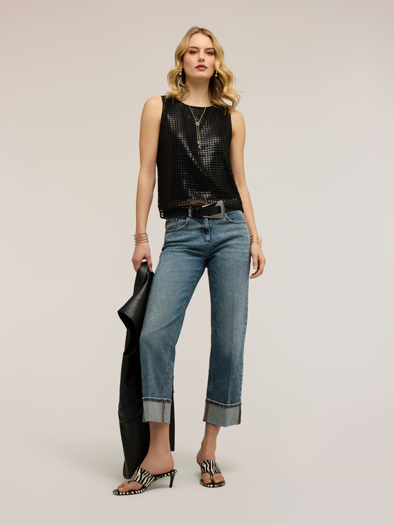 Jeans regular con orlo ripiegato