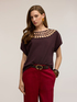 T-shirt in jersey con lavorazione effetto pizzo image number 2