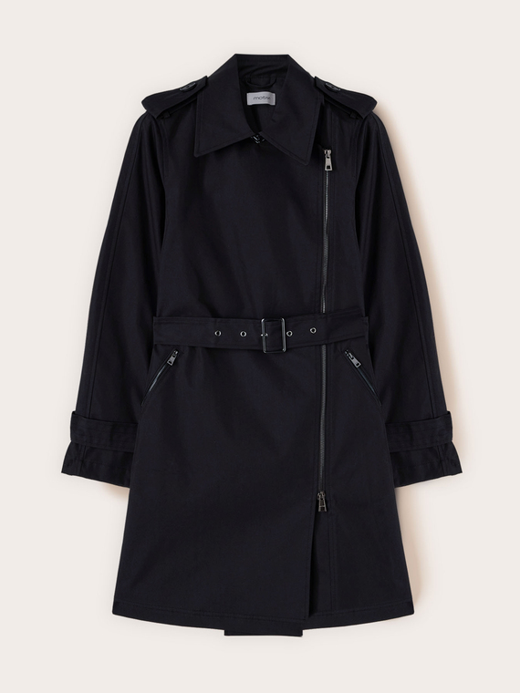 Trench in gabardine con chiusura asimmetrica