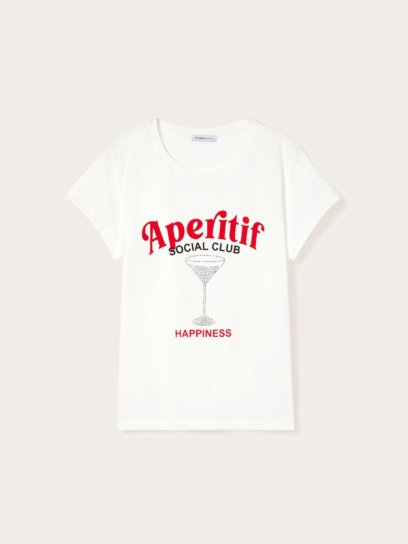 T-shirt con stampa e applicazioni di strass image number 4