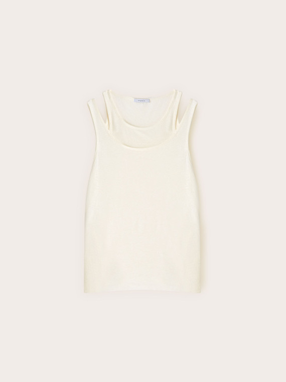 Top in misto lino con cut-out sulle spalle
