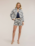Shorts a vita alta in drill con ricamo floreale image number 0