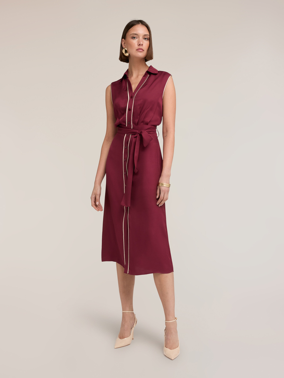 Vestito chemisier in twill con cintura